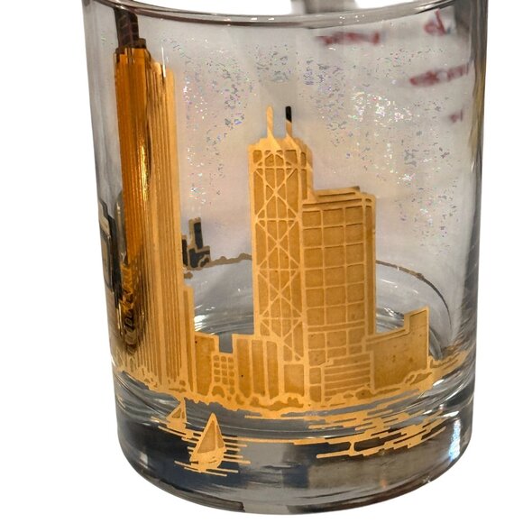 4 VTG MCM 22K Gold Marshall Fields by Culver Skyline Barware Cocktail Glasses - Picture 4 of 8